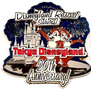 VTG DLR Salutes‎ TOKYO Disneyland Pin LE 2000 20th Anniversary Chip & Dale 21393